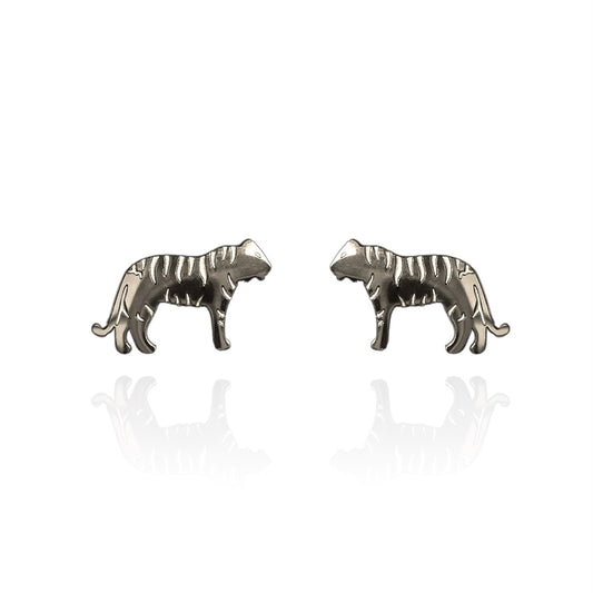 Tiger Earring Studs Silver