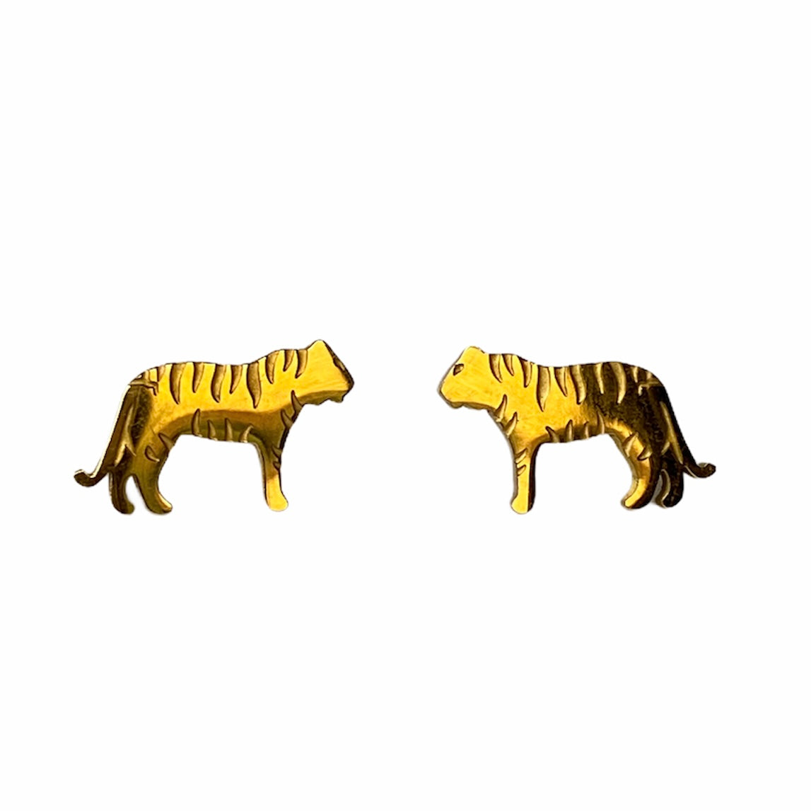 Tiger Earring Studs Gold