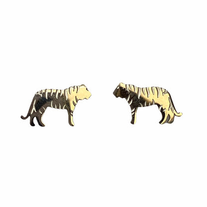 Tiger Earring Studs Silver