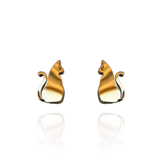 Cat Earring Studs Gold