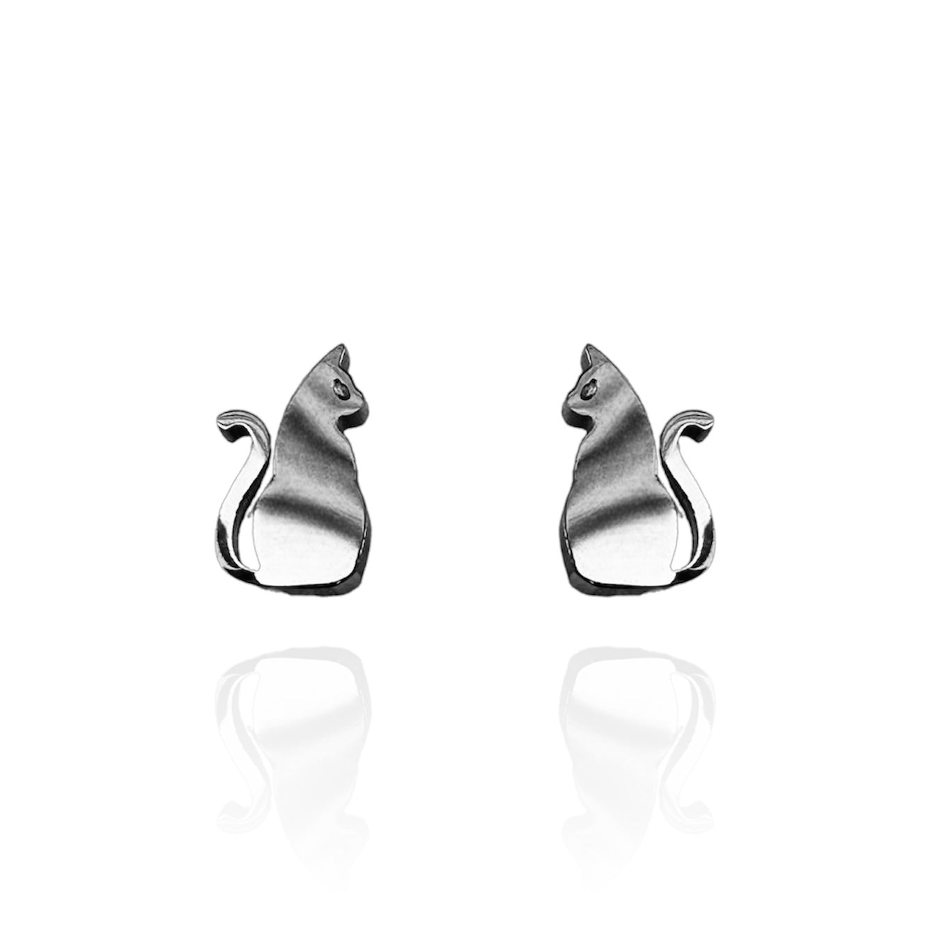 Cat Earring Studs Silver
