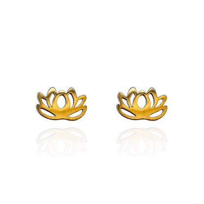 Lotus Flower Earring Studs Gold