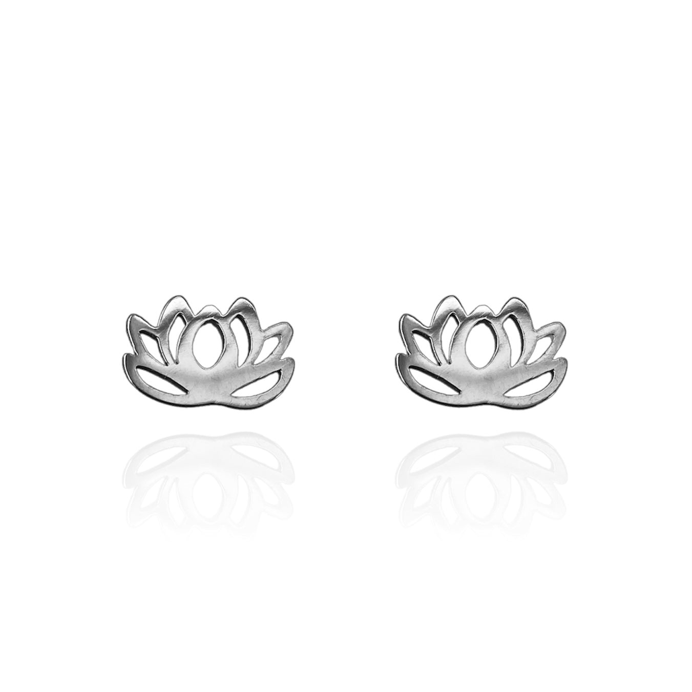 Lotus Flower Earring Studs Silver