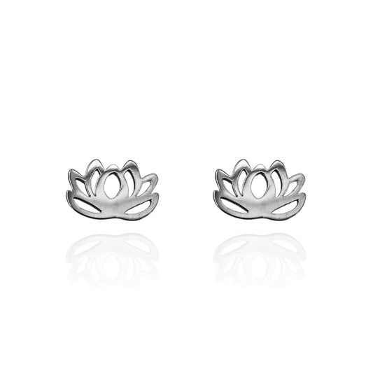 Lotus Flower Earring Studs Silver